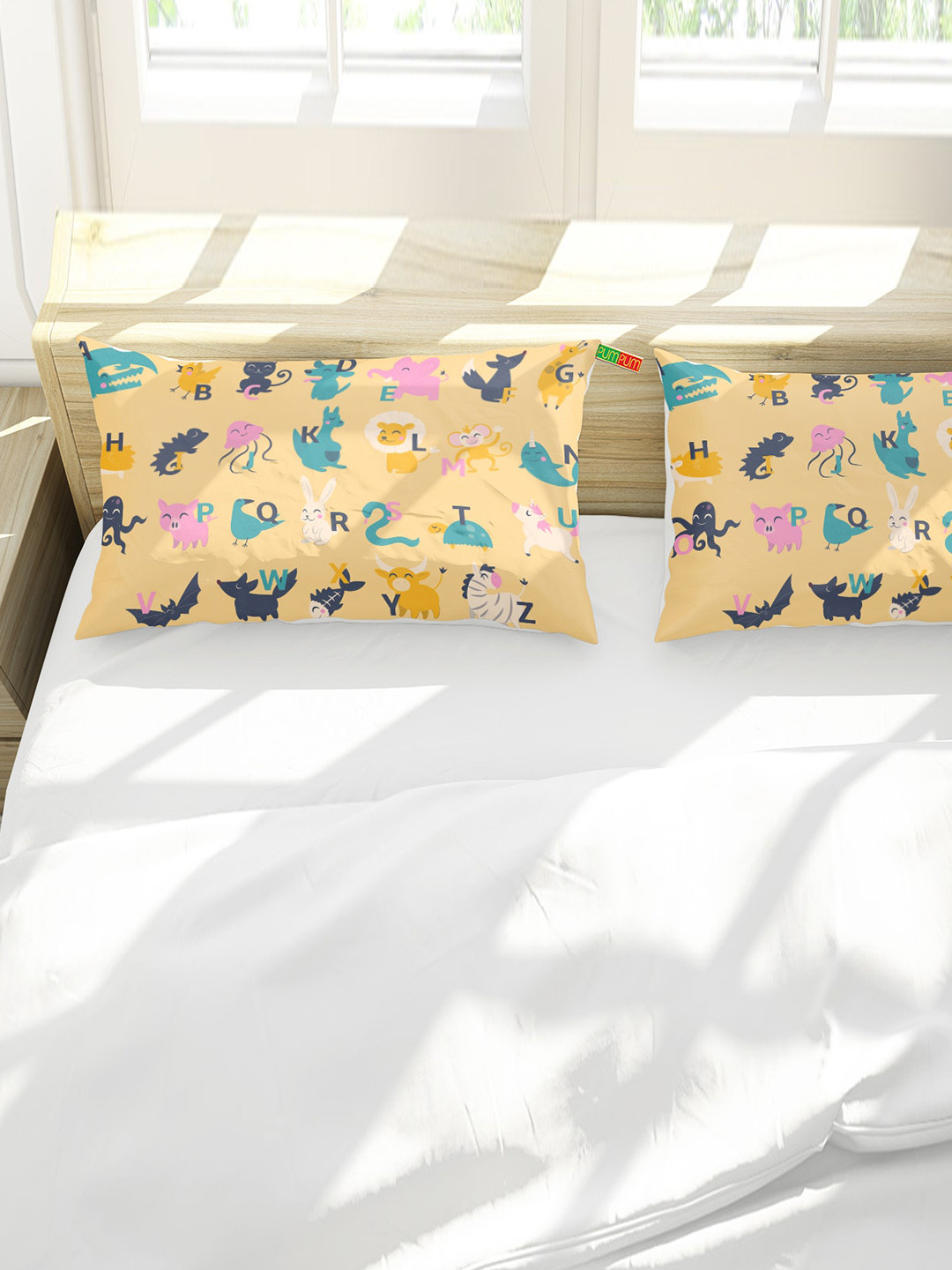 Pum Pum Yellow & Green 2 Pieces Printed Baby Pillows