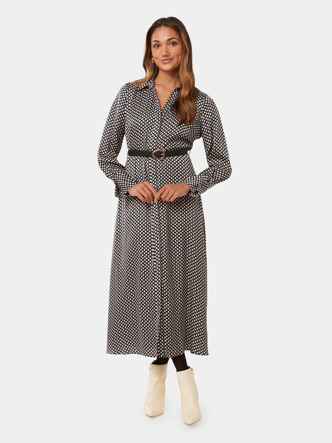 Forever New Printed Satin Fit & Flare Maxi Dress