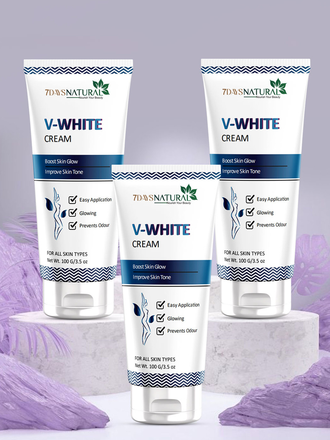7DAYSNATURAL Feel Of Nature Set Of 3 V White Whitening Cream - 100g Each