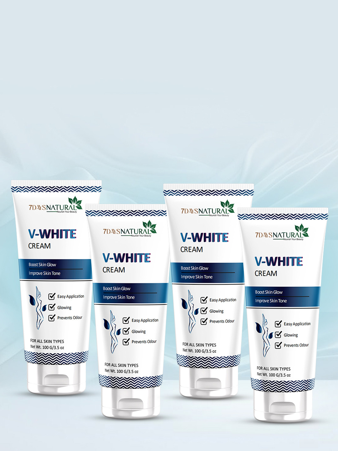 7DAYSNATURAL Set Of 4 Natural V - White Intimate Hygiene Cream - 100g Each