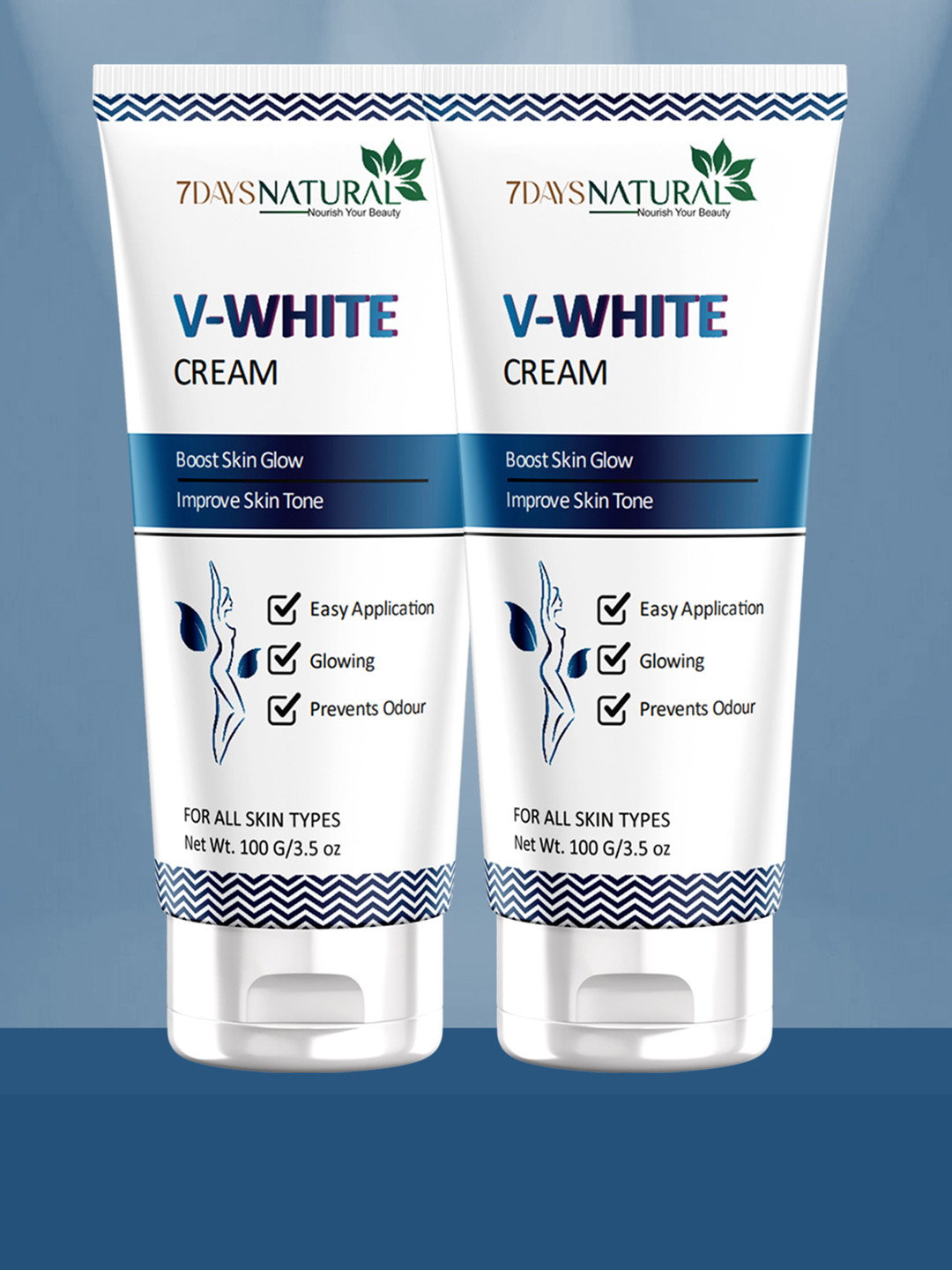 7DAYSNATURAL Set of 2 V- White Intimate Hygiene Cream - 100 g Each