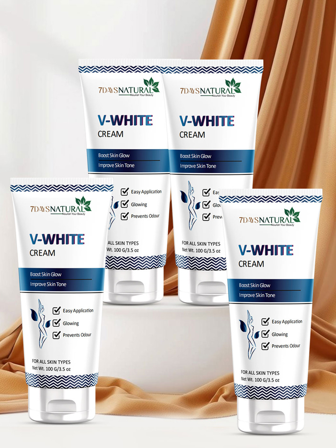 7DAYSNATURAL Feel Of Nature Set Of 4 V White Whitening Cream - 100g Each
