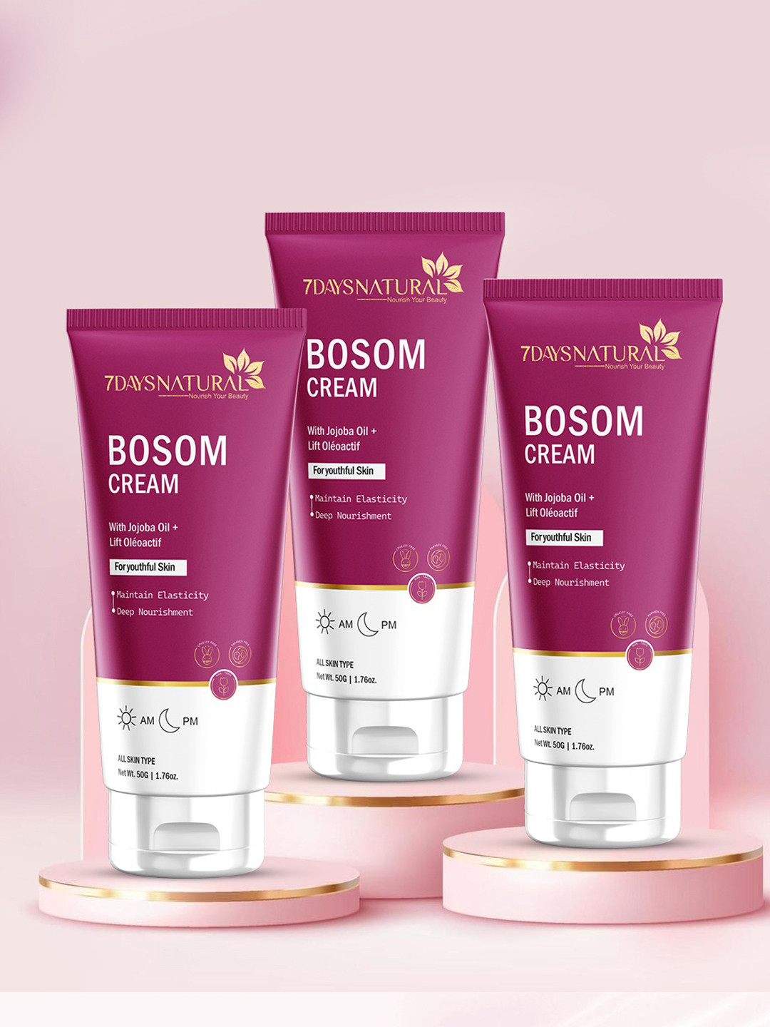 7DAYS NATURAL Set Of 3 Bosom Cream With Aloe Vera - 50g Each