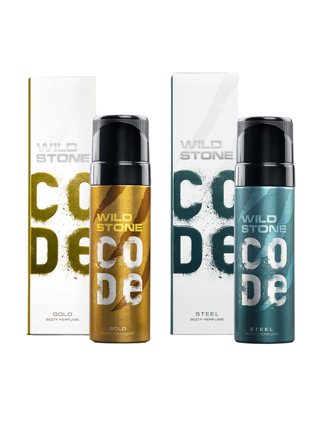 Wild stone code  Men Set of Code Gold & Steel Long Lasting Body Deodorant Perfume - 150 ml each