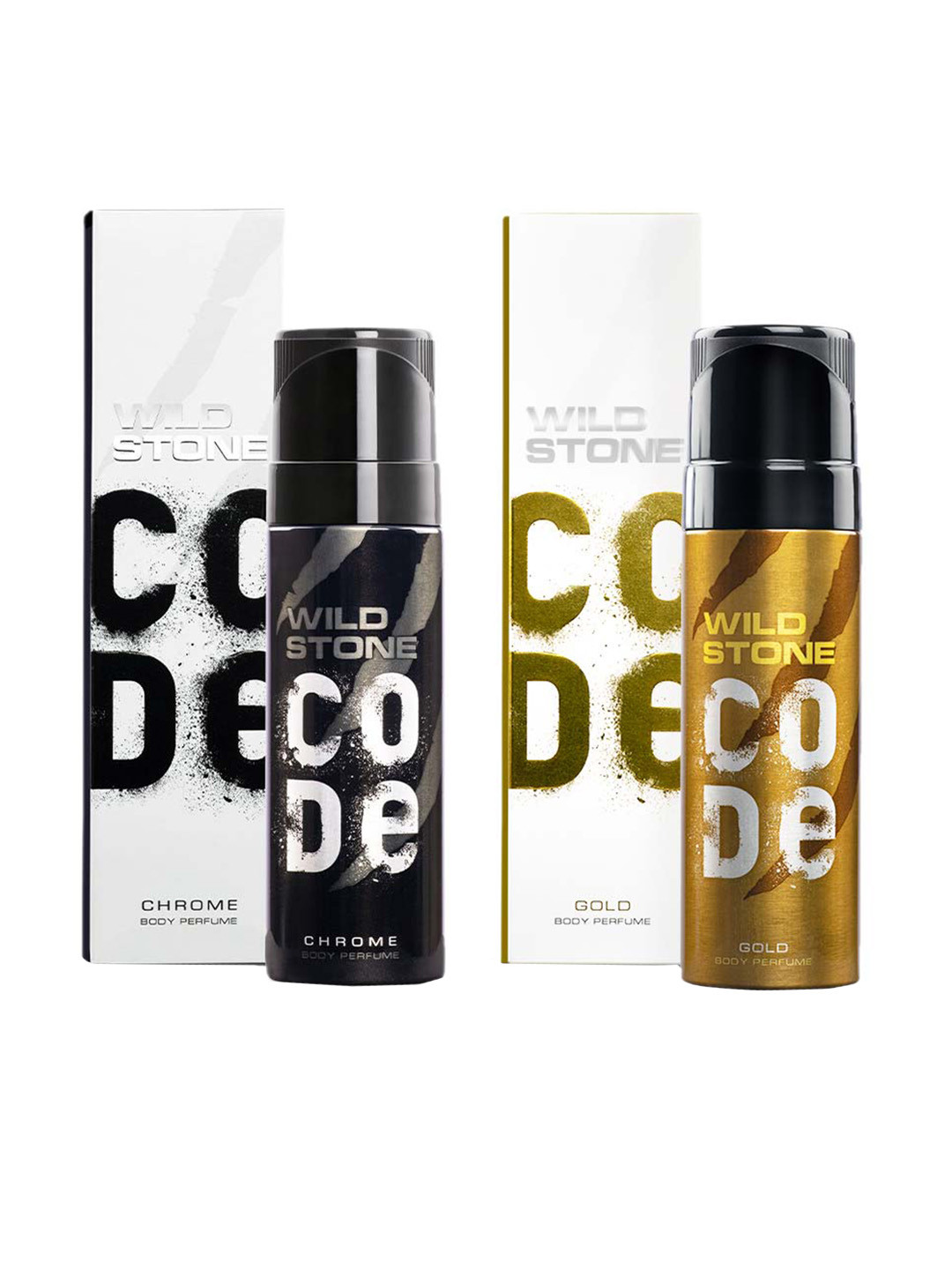Wild stone code  Men Set of Code Gold & Chrome Long Lasting Body Deodorant Perfume - 150 ml each