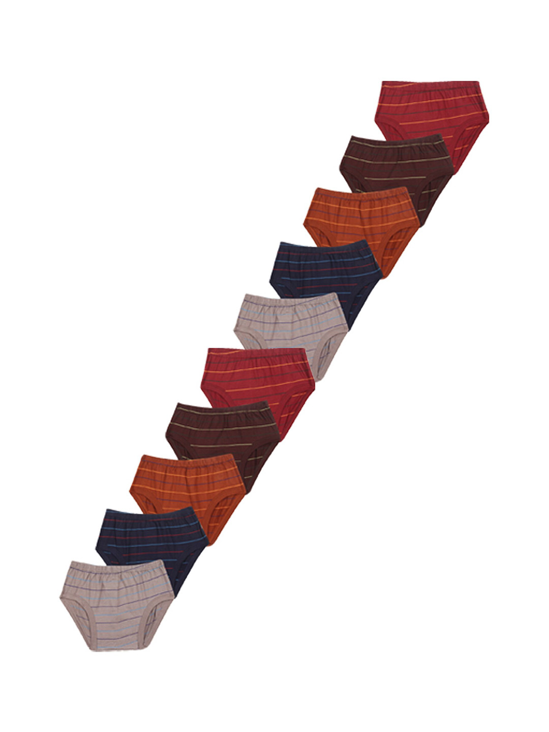 YELLOWDELIGHT Boys Pack of 10 Striped Cotton Briefs YD 536 Boys Stripped Jetty 6-12