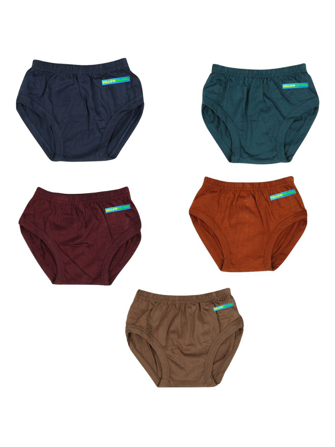 YELLOWDELIGHT Boys Pack of 5 Cotton Hipster Briefs YD 538 Boys Plain Drawer 6-12 M-5p