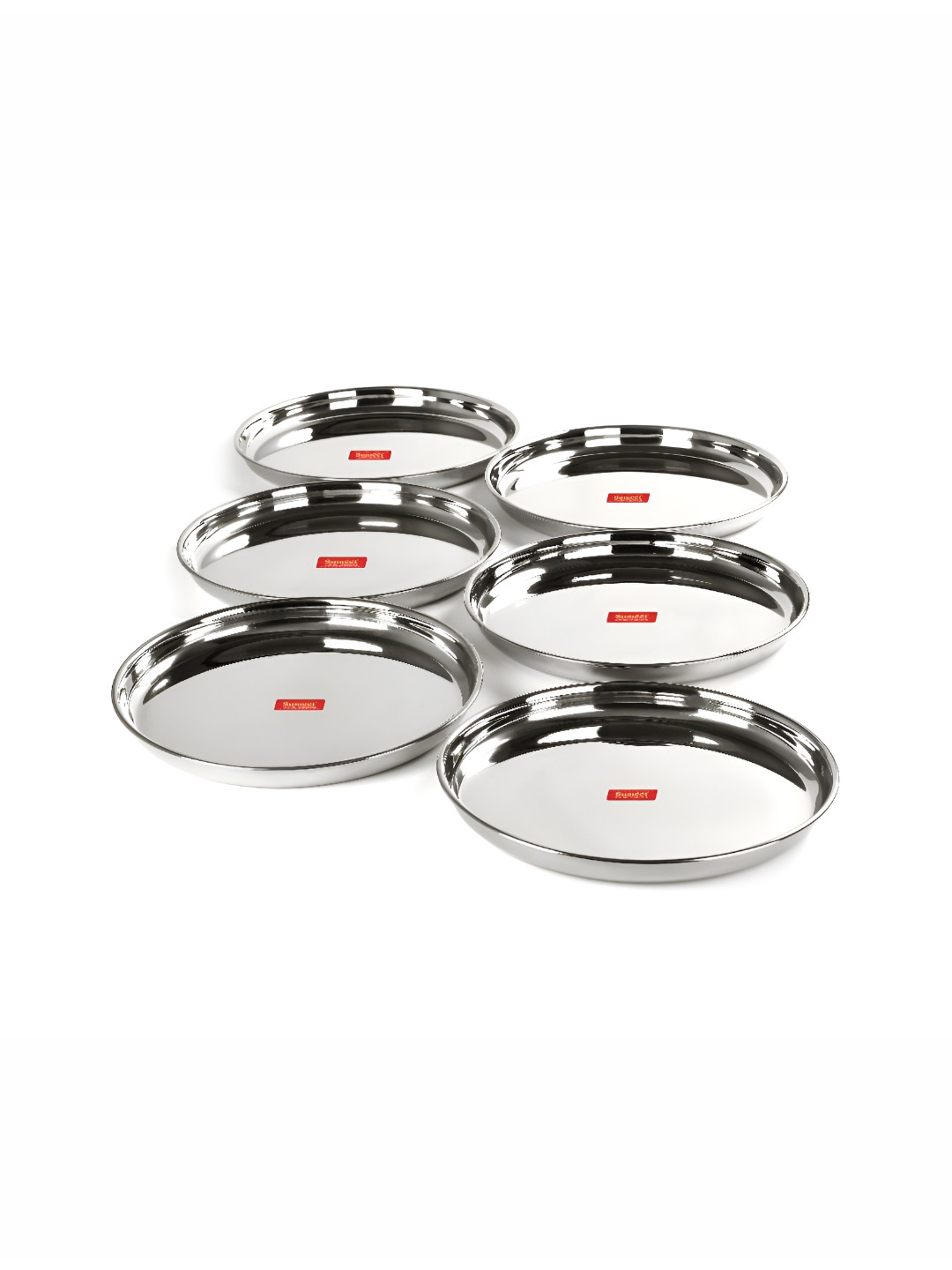 Sumeet Steel 6 Pieces Stainless Steel Dinner Plates 33.7 cm