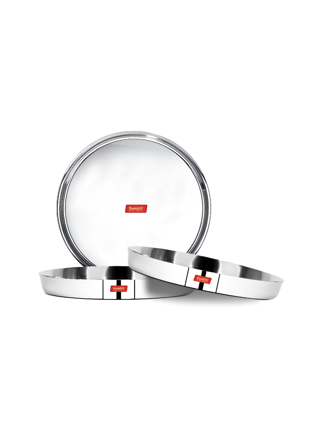 Sumeet Steel 3 Pieces Stainless Steel Dishwasher Safe Dinnerware Plates