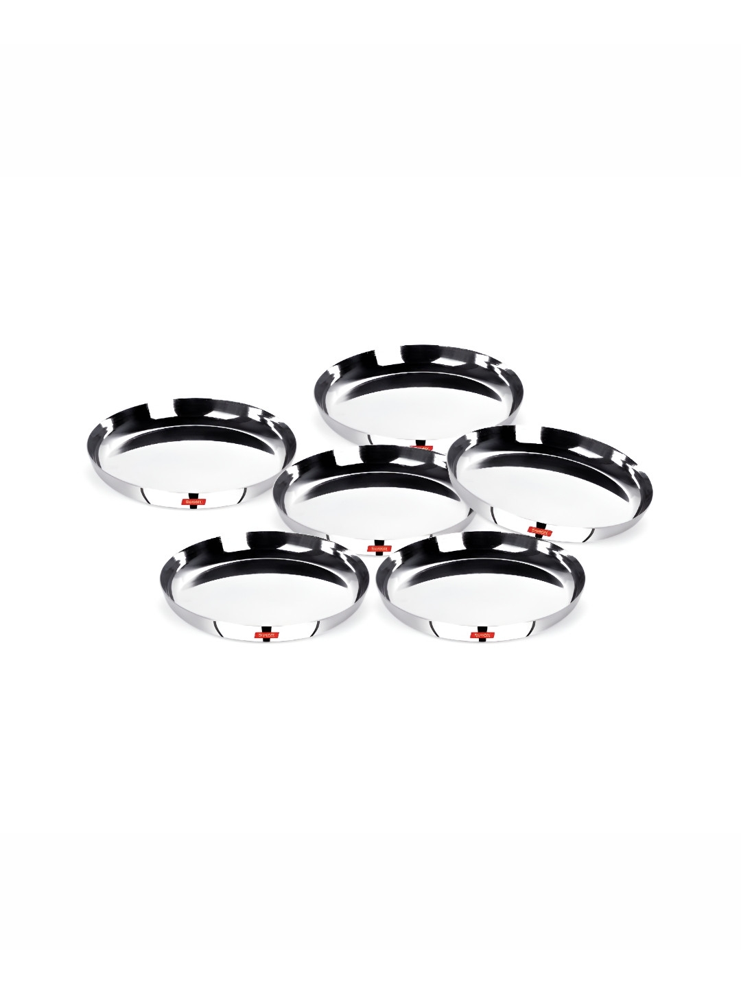 Sumeet Steel 6 Pieces Stainless Steel Dishwasher Safe Dinnerware Plates