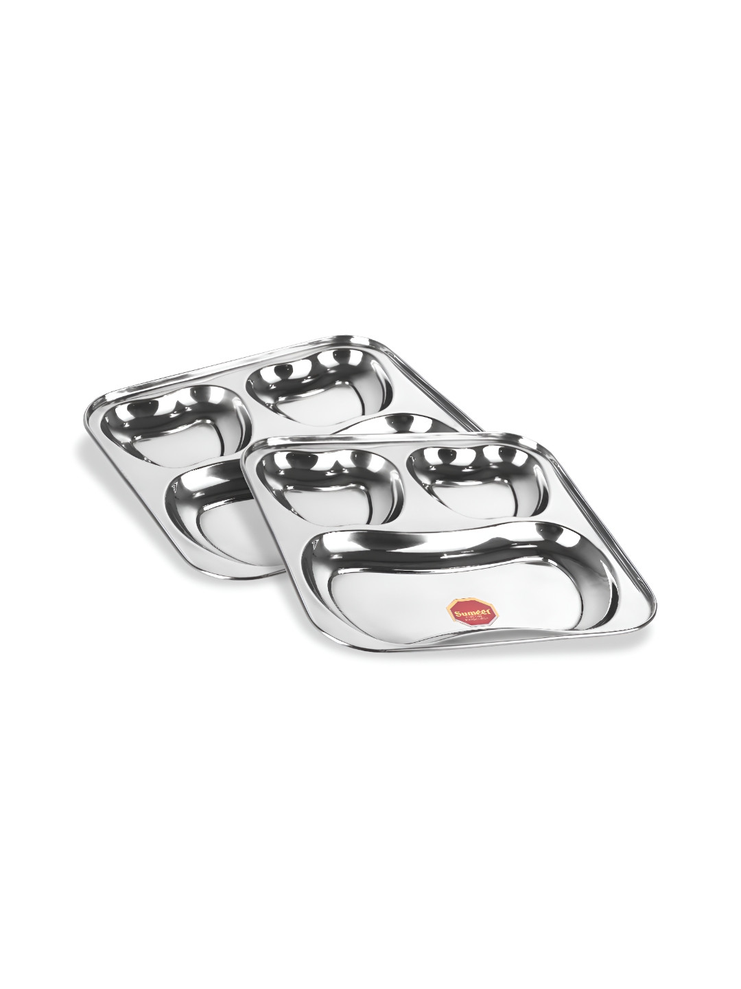 Sumeet Silver toned 2 Pieces Stainless Steel Smooth Surface Plates