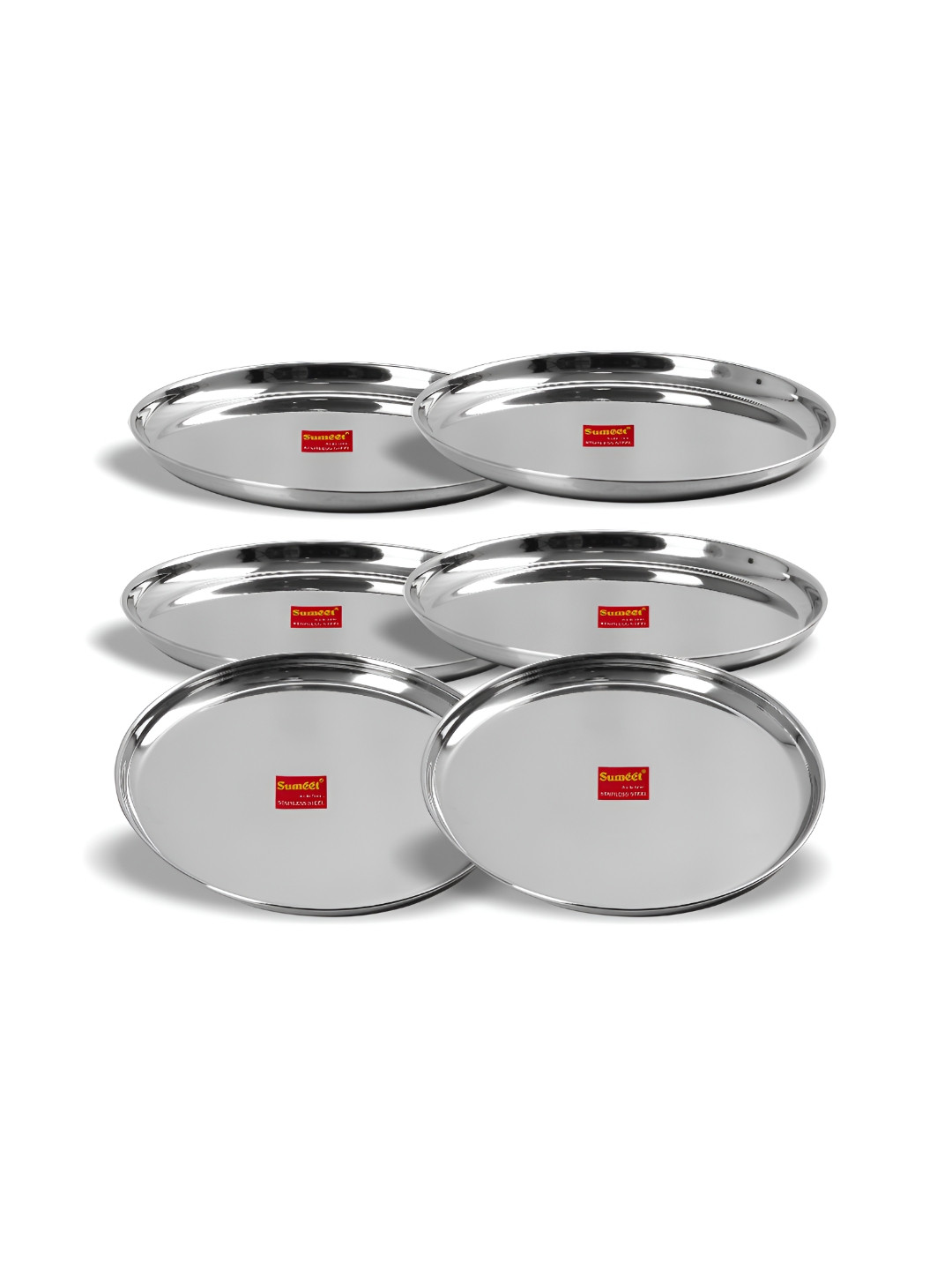 Sumeet 6 Pieces Stainless Steel Smooth Surface Plates