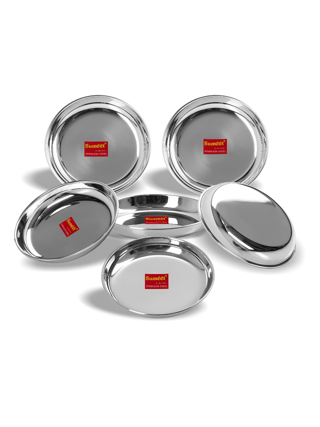 Sumeet Steel Stainless Steel 6 Pieces Dishwasher Safe Dinnerware Plates