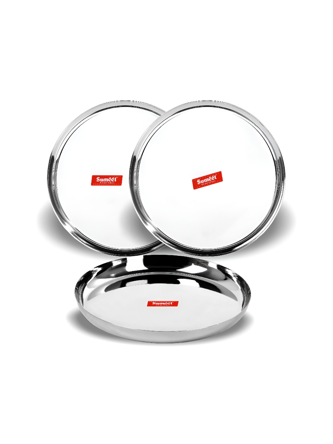 Sumeet 3 Pieces Stainless Steel Smooth Surface Dinner Plates