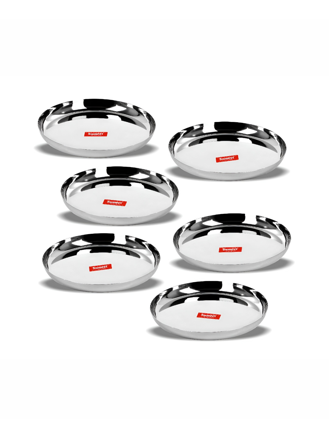 Sumeet Stainless Steel 6 Pieces Smooth Surface Plates