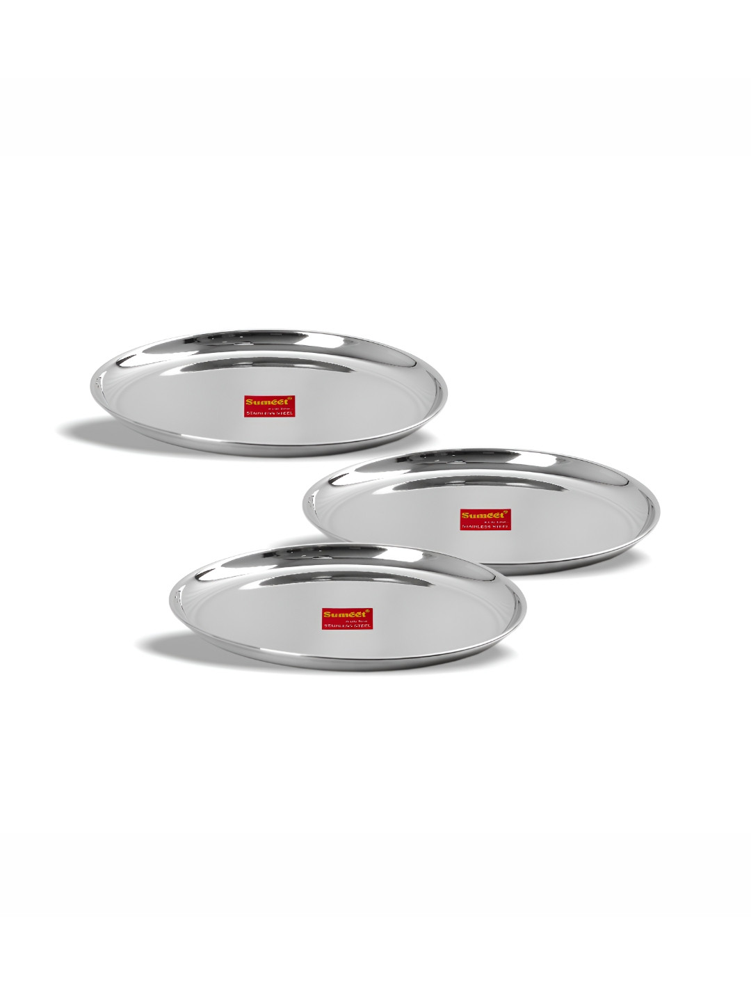 Sumeet Steel Stainless Steel 3 Pieces Smooth Surface Stainless Steel Plates