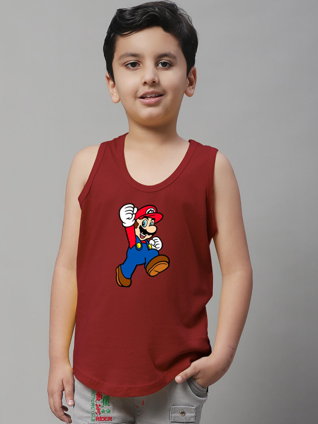 Friskers Boys Mario Printed Pure Cotton Innerwear Vests 5KDC589-14-2-3Y