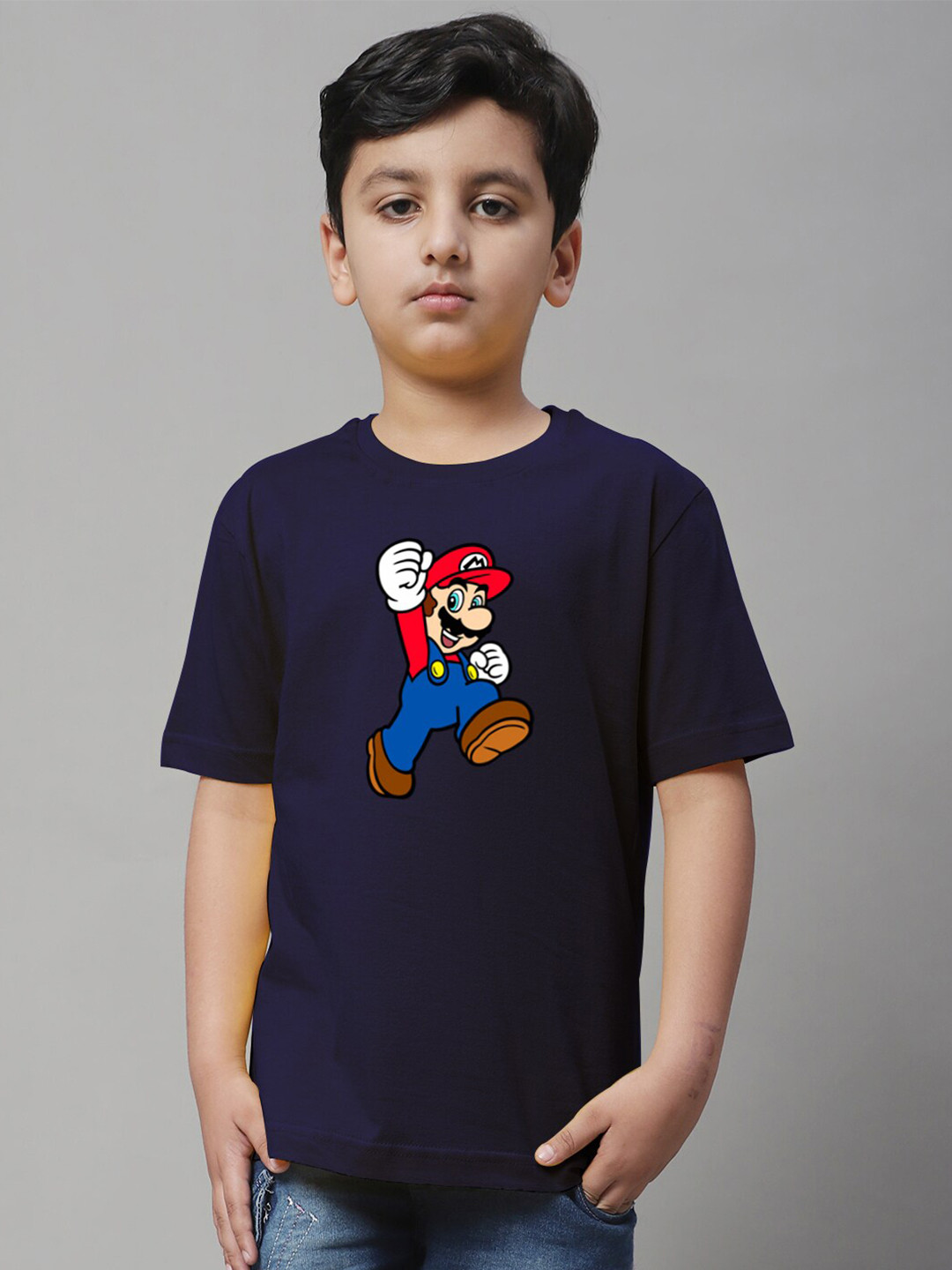 Friskers Boys Super Mario Printed Round Neck Cotton T-shirt