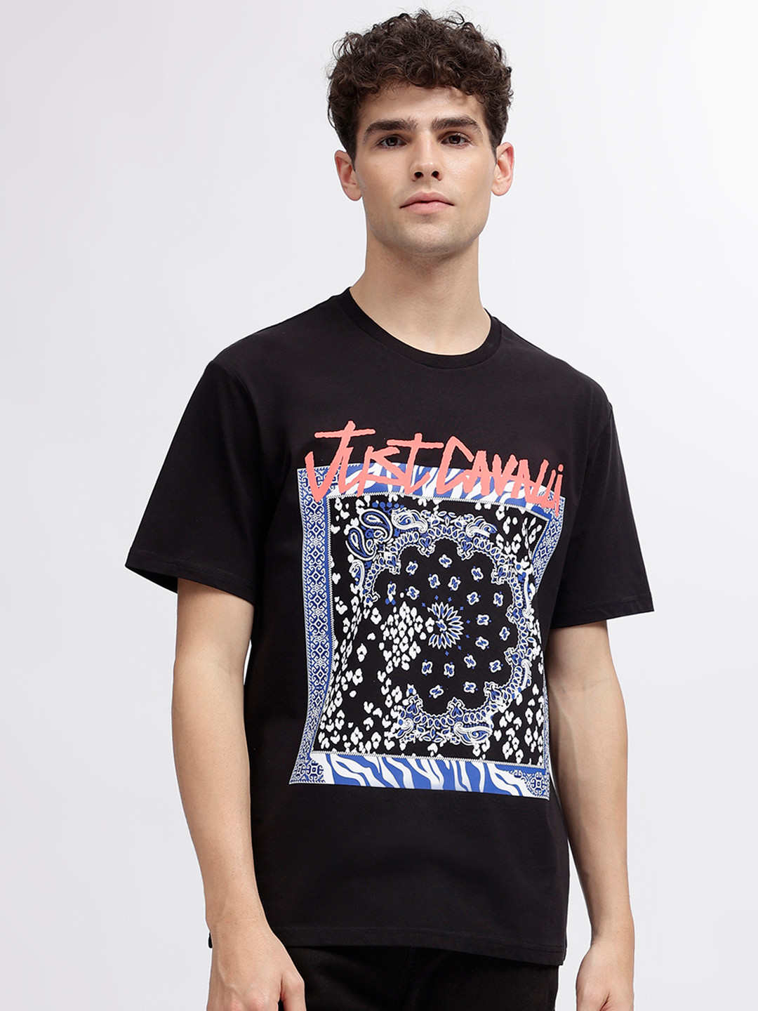 Just Cavalli Men Floral Printed T-shirt