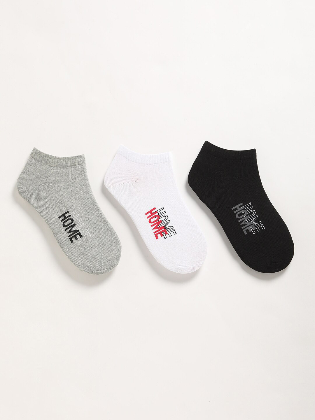 THE BEAR HOUSE Men Pack of 3 Assorted Patterned Ankle Length Socks