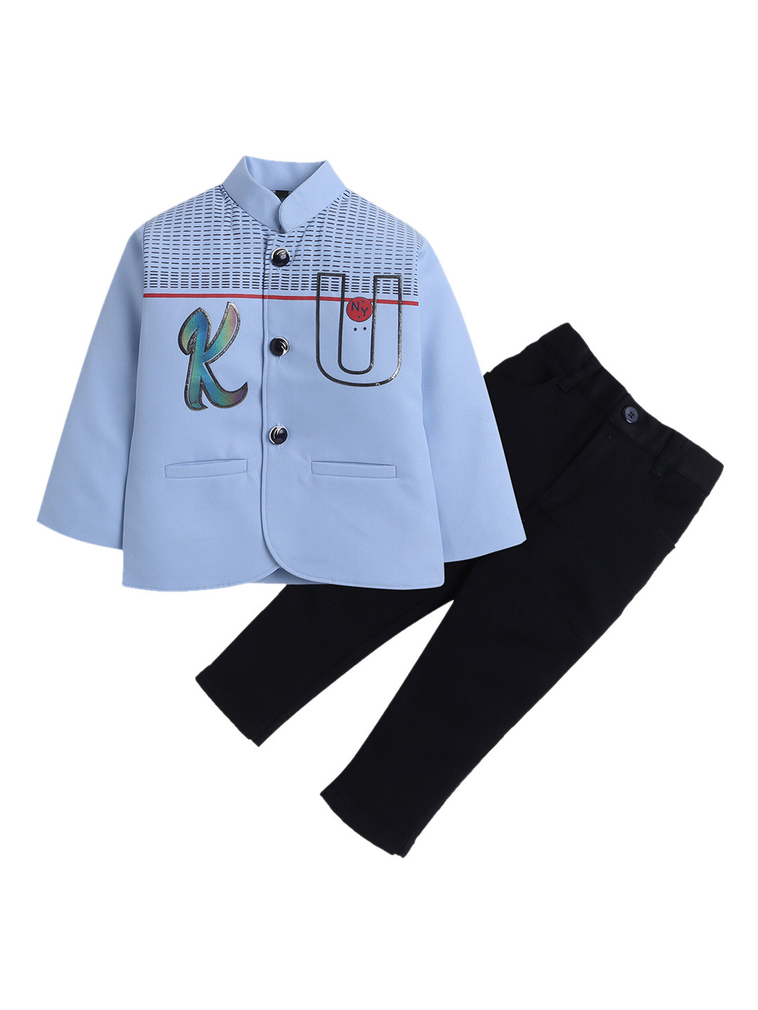 Lil homies Boys Printed Single Breasted Two Piece  Suits