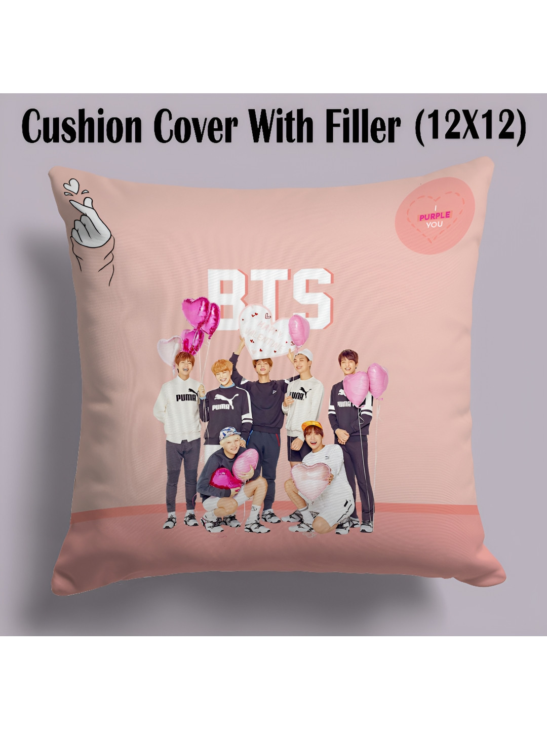 RENVOX Pink & Purple Printed Square Microfibre Filled Cushion