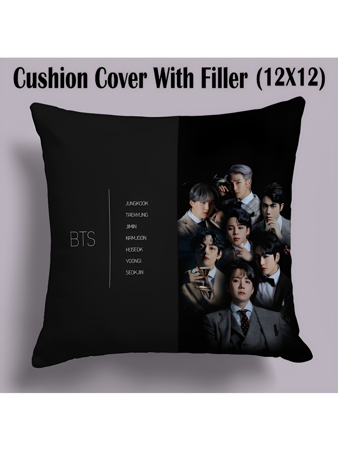 RENVOX Black & Grey Printed Square Microfibre Filled Cushion