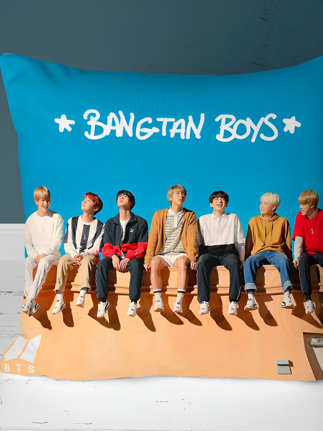 RENVOX Blue Printed Microfibre Filled Cushion