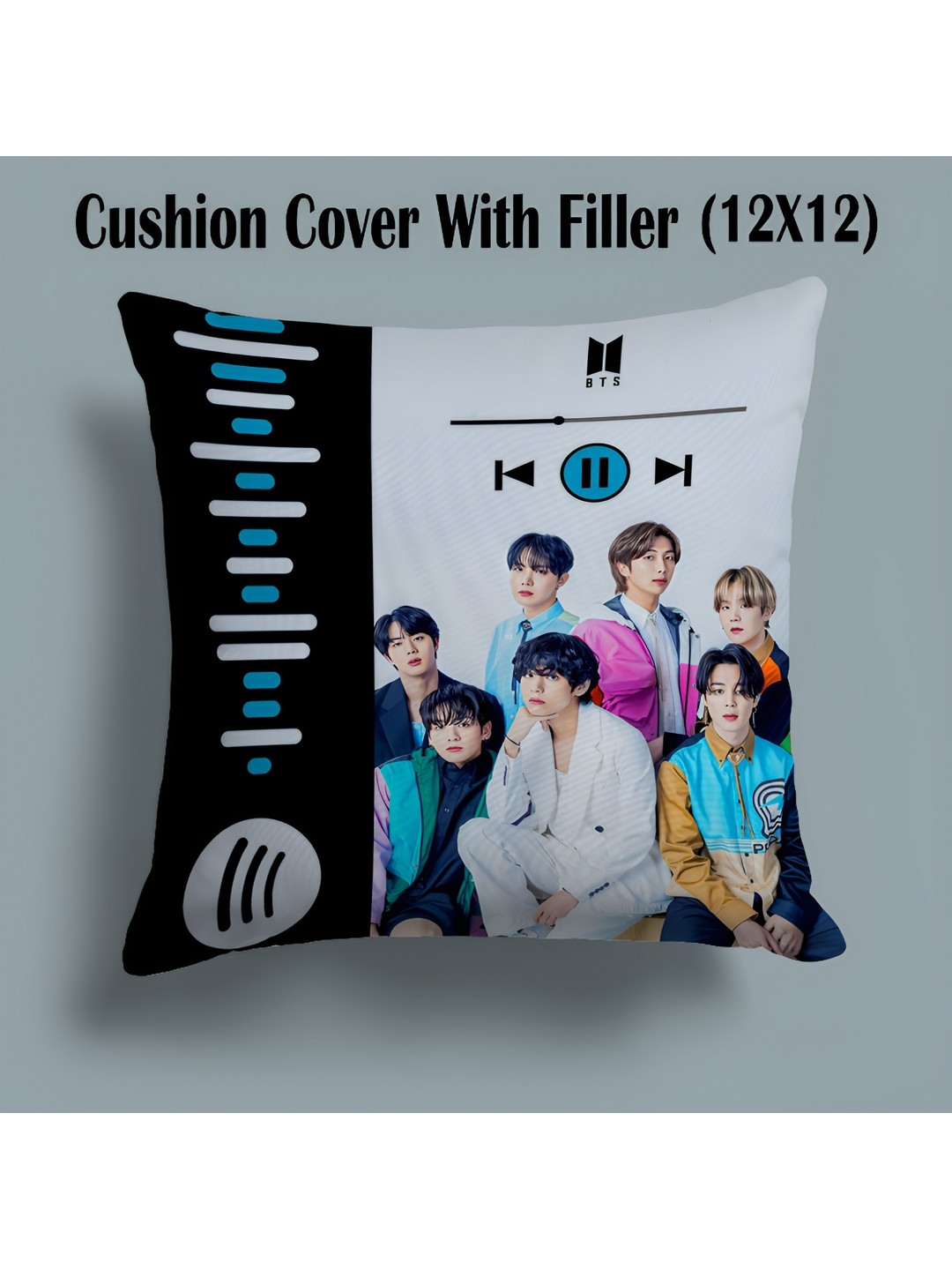 RENVOX Blue Printed Microfibre Filled Cushion