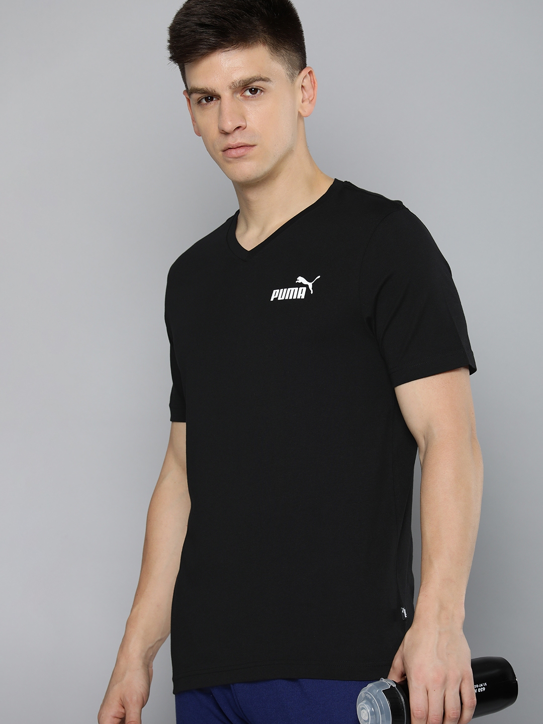 Buy Puma Men Brand Logo Printed ESS V Neck Pure Cotton T shirt Tshirts for Men 27392576 Myntra