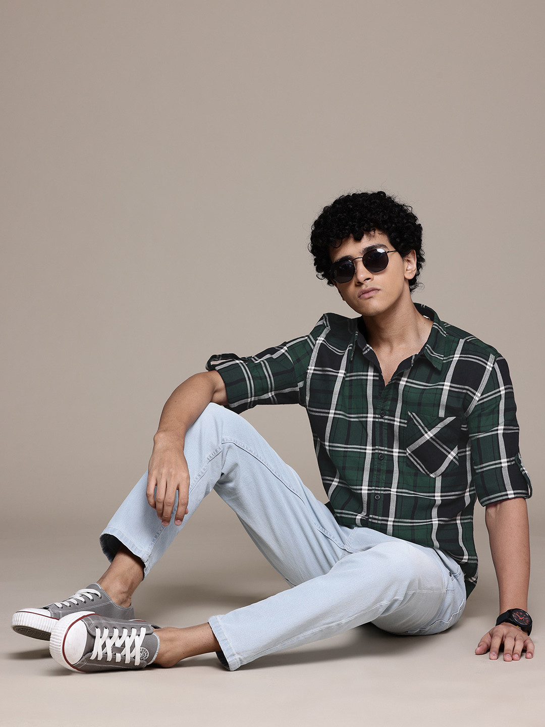 The Roadster Lifestyle Co. Tartan Checks Pure Cotton Shirt
