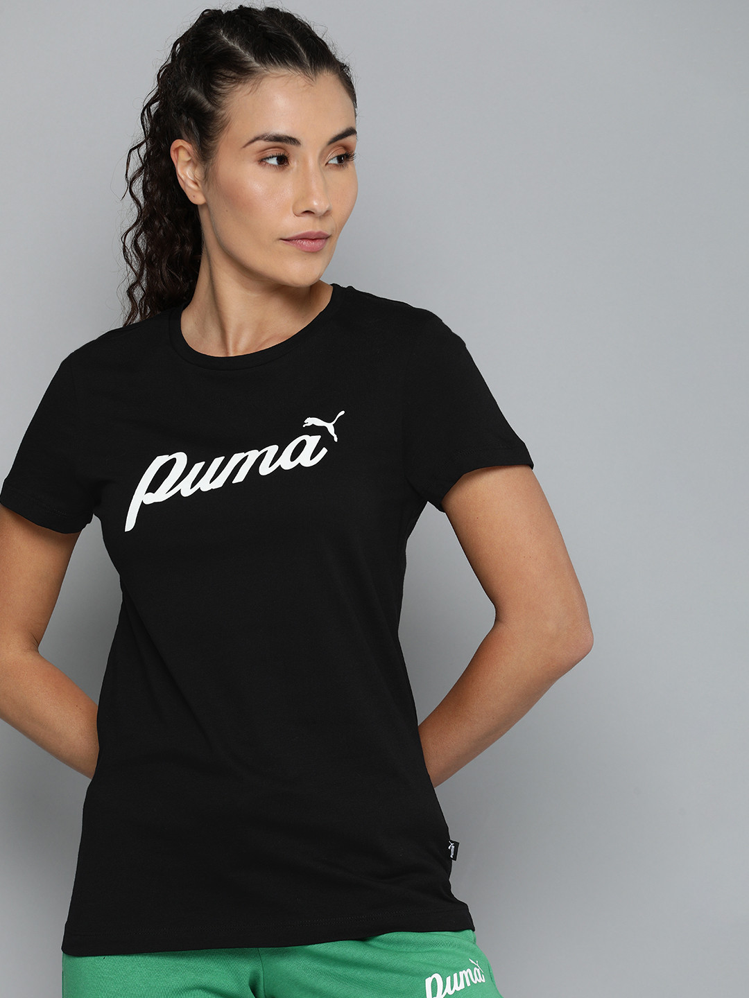 Puma Women Script Logo Graphic Printed Pure Cotton T-shirt