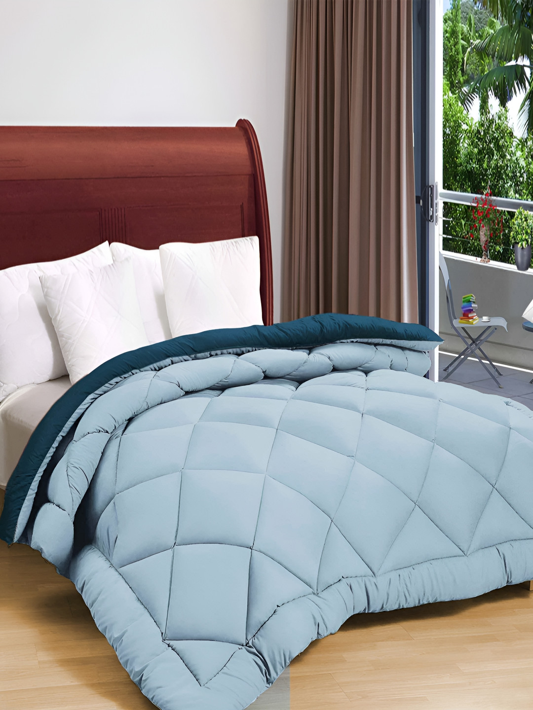 bsb home Turquoise Blue & Grey Microfiber Mild Winter 210 GSM Double Bed Comforter