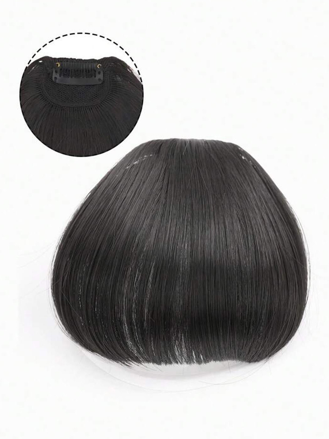 Krelin Human Hair Clip-On Short Air Bangs Fringe Hair Extensions - Black 16
