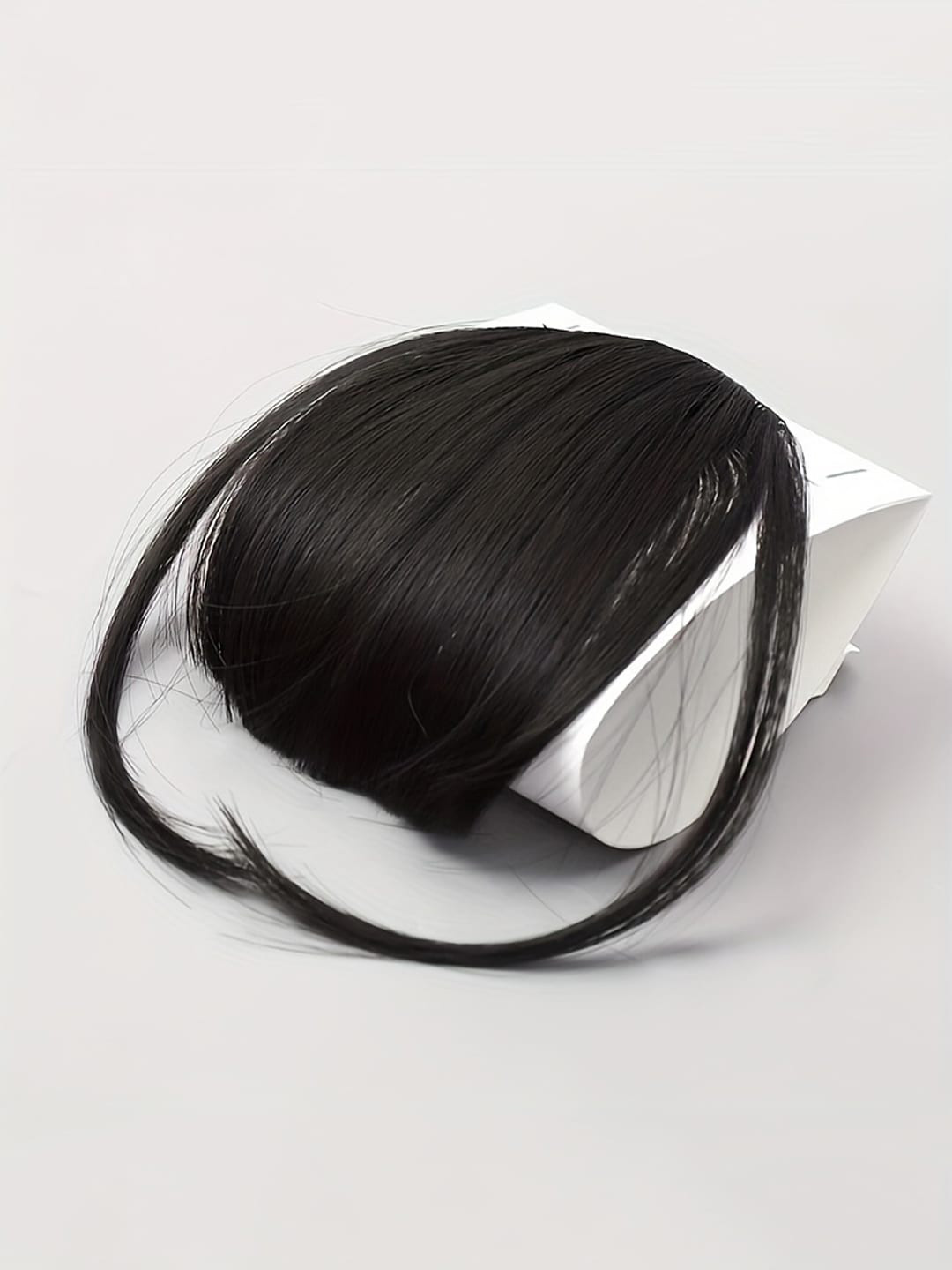 Krelin Human Hair Clip-On Short Air Bangs Fringe Hair Extensions - Black 05