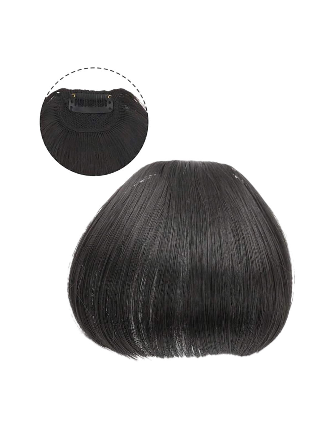 FIMBUL Human Hair Clip-On Short Air Bangs Fringe Hair Extensions - Black 16