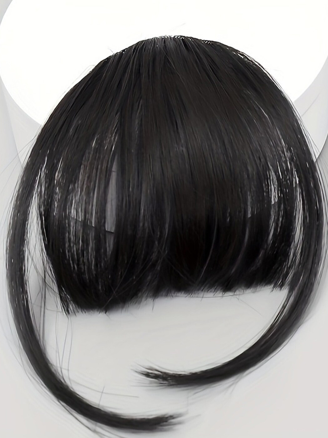 FIMBUL Human Hair Clip-On Short Air Bangs Fringe Hair Extensions - Black 05