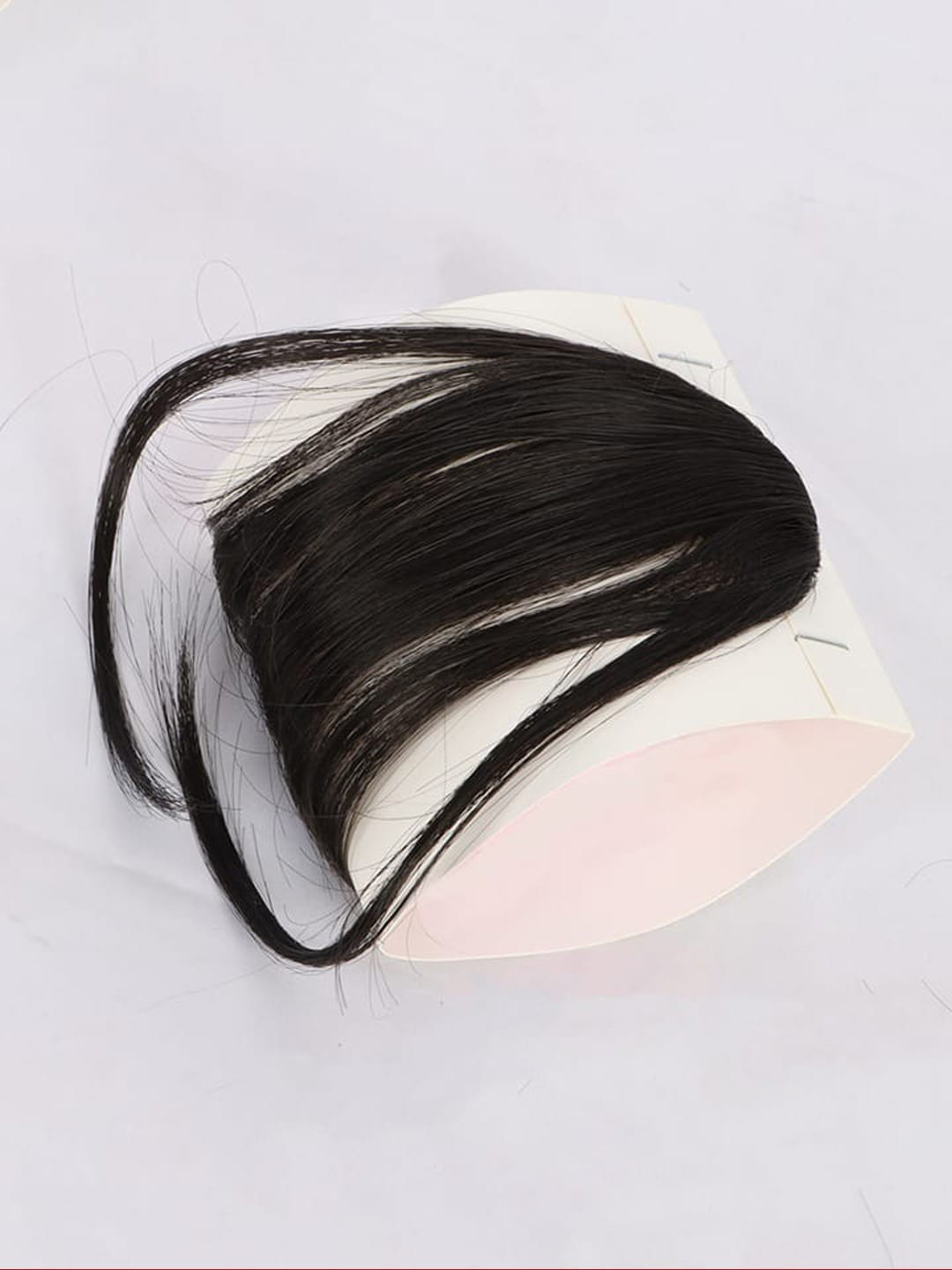 FIMBUL Human Hair Clip-On Short Air Bangs Fringe Hair Extensions - Black 10