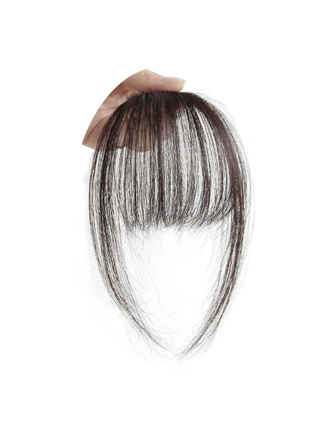 FIMBUL Human Hair Clip-On Short Air Bangs Fringe Hair Extensions - Black 15