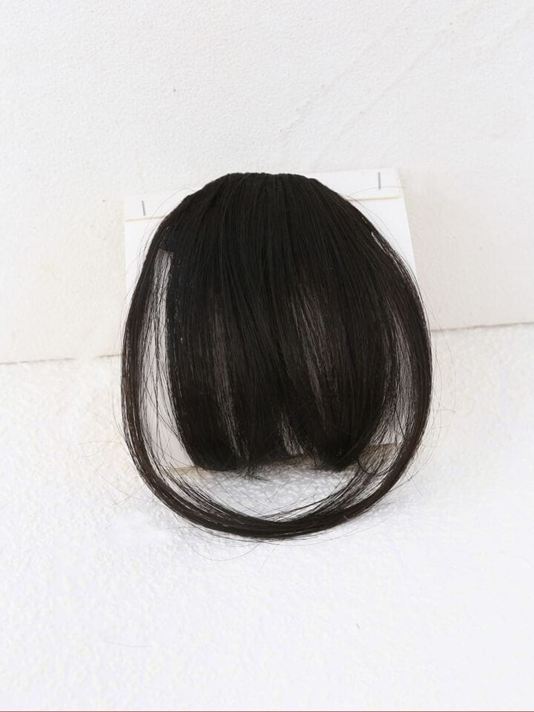 VAGHBHATT Human Hair Clip-On Bangs Fringe Hair Extensions - Black 12