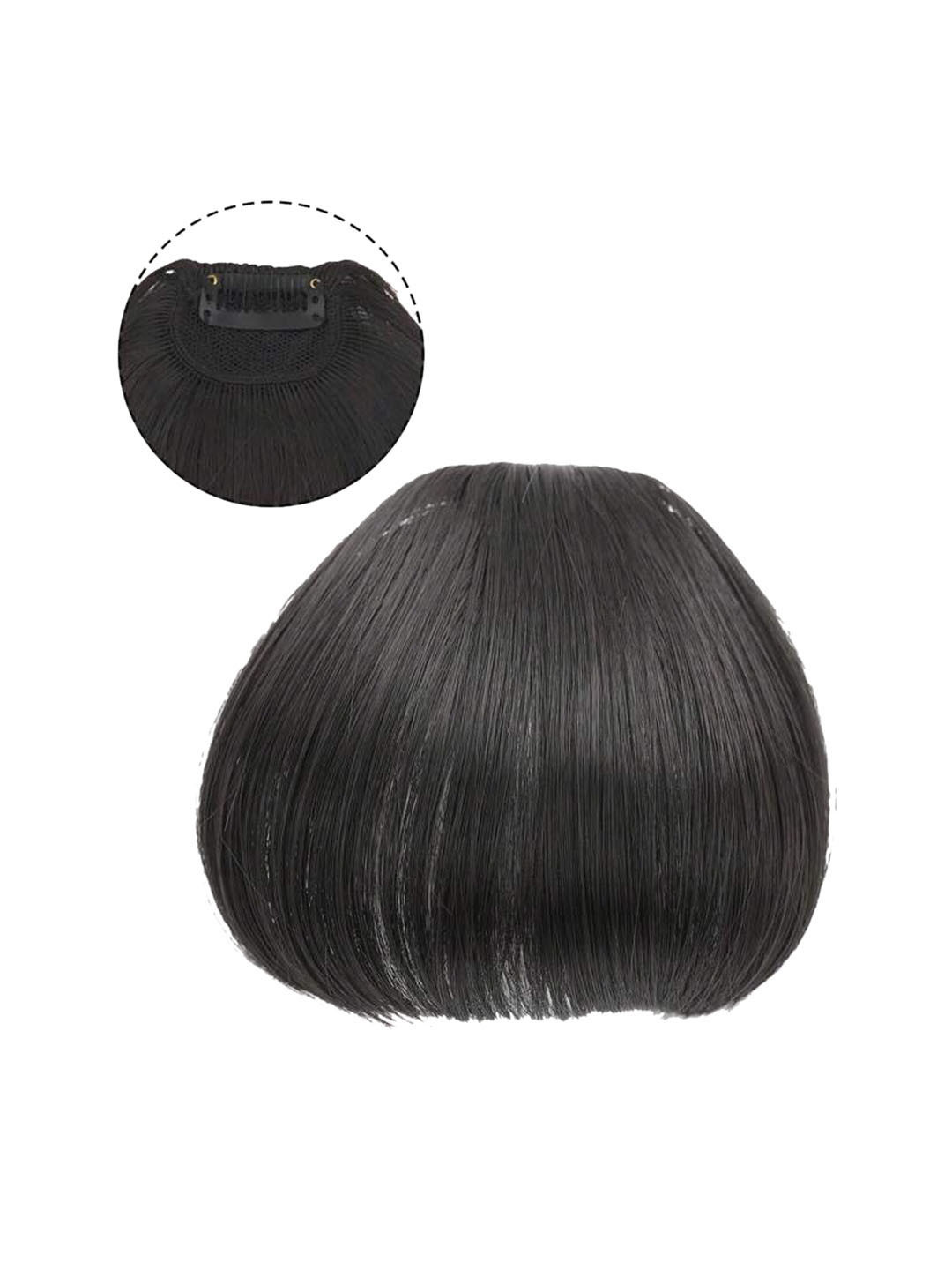 VAGHBHATT Human Hair Clip-On Air Bangs Fringe Hair Extensions - Black 16