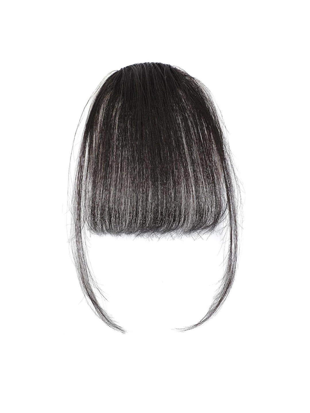 VAGHBHATT Human Hair Clip-On Air Bangs Fringe Hair Extensions - Black 02