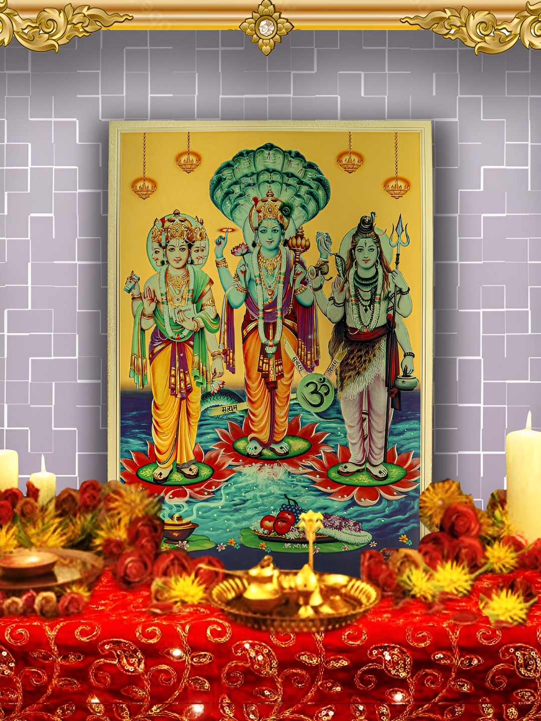 Hawai Gold Tone & Green Wall Photo Frames