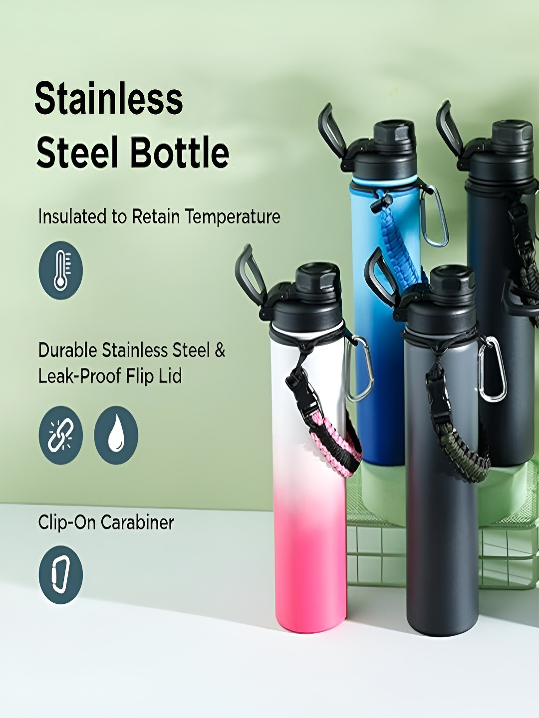 Kuber Industries LX-230603 Colourblocked Stainless Steel Single Wall Vacuum Sipper - 720ml