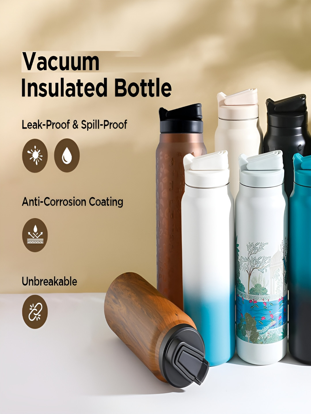 Kuber Industries DA230807 Grey Tropical Stainless Steel Spill Proof Sipper - 900ml