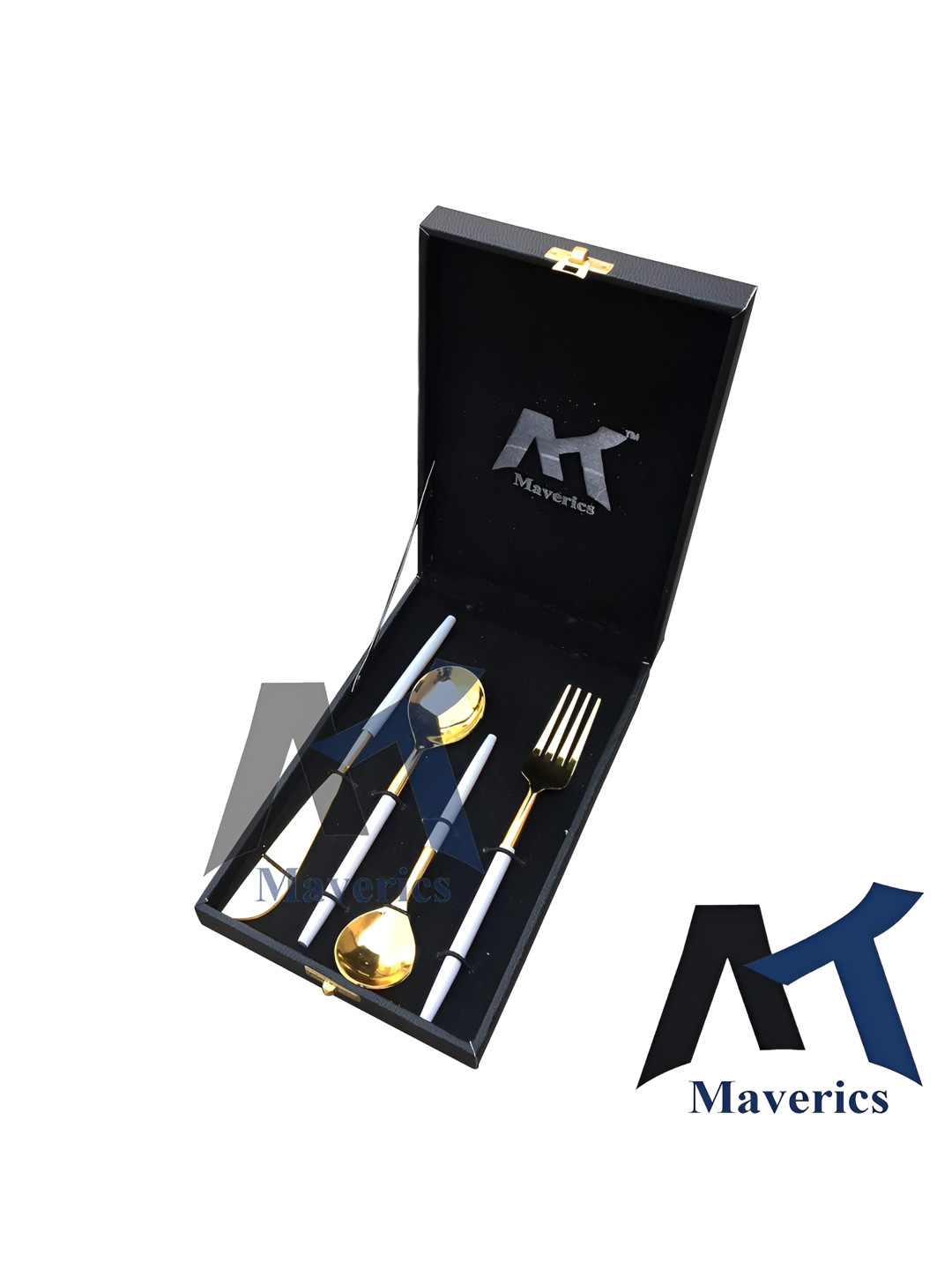 Maverics Silver & Gold Toned 4 Pieces Brass Serving Cutlery