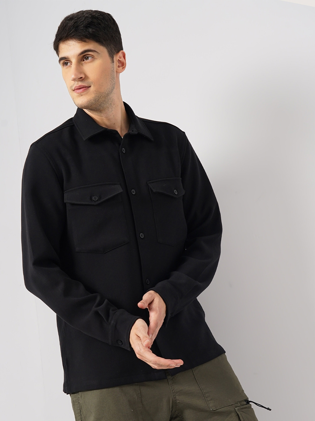 Celio Classic Spread Collar Curved Casual Shirt