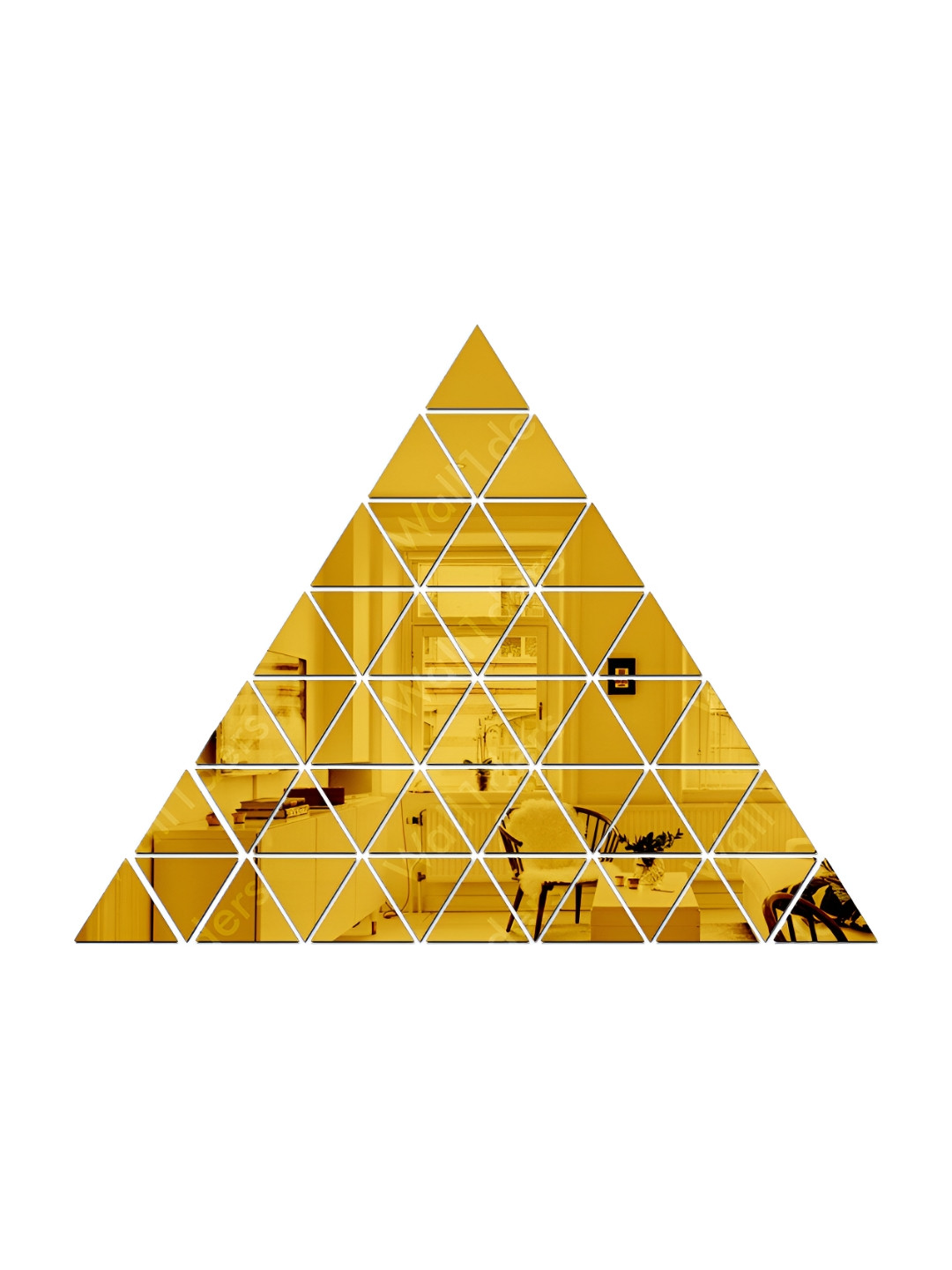 Wall1ders Gold Toned 50 Pieces Triangle Mirror Wall stickers