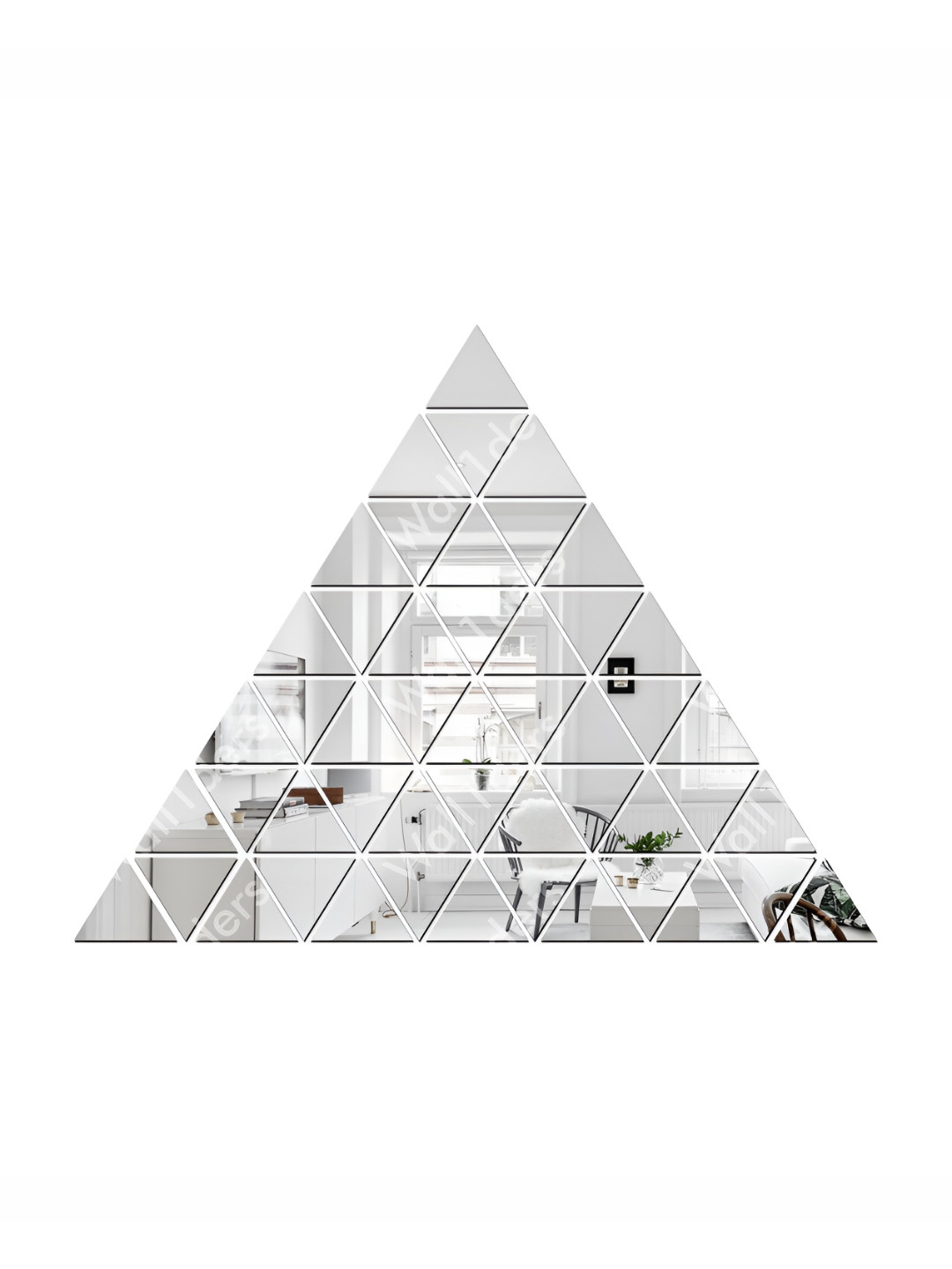 Wall1ders Silver Toned 50 Pieces Triangle Mirror Wall Stickers