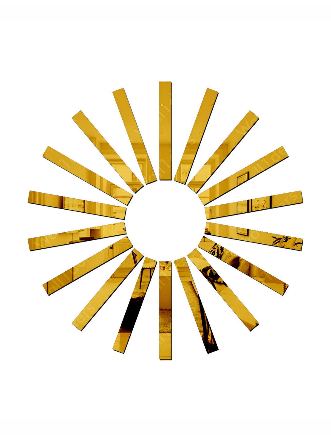 Wall1ders Gold Toned 20 Pieces Strip Mirror Wall Stickers